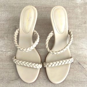 Nude beige Gianvito Rossi braided heels in size 38.5